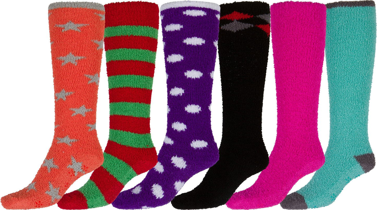 Sakkas Womens Super Soft Anti-Slip Fuzzy Knee High Socks Value Assorted 6-Pack - Concordia Style Boutique