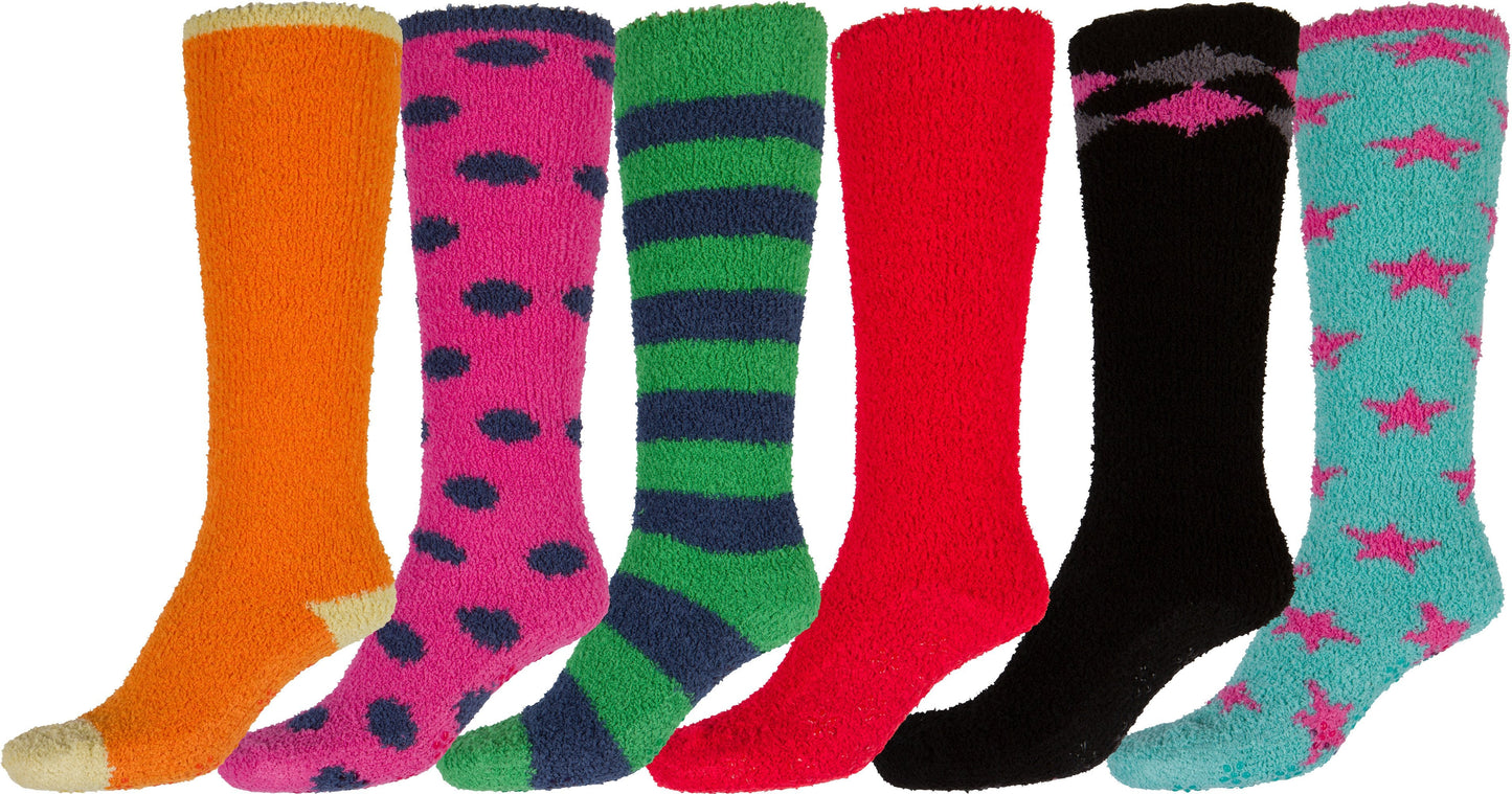 Sakkas Womens Super Soft Anti-Slip Fuzzy Knee High Socks Value Assorted 6-Pack - Concordia Style Boutique