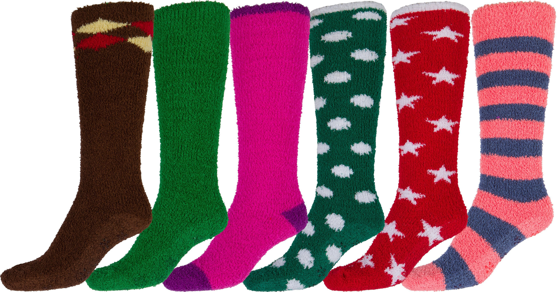 Sakkas Womens Super Soft Anti-Slip Fuzzy Knee High Socks Value Assorted 6-Pack - Concordia Style Boutique