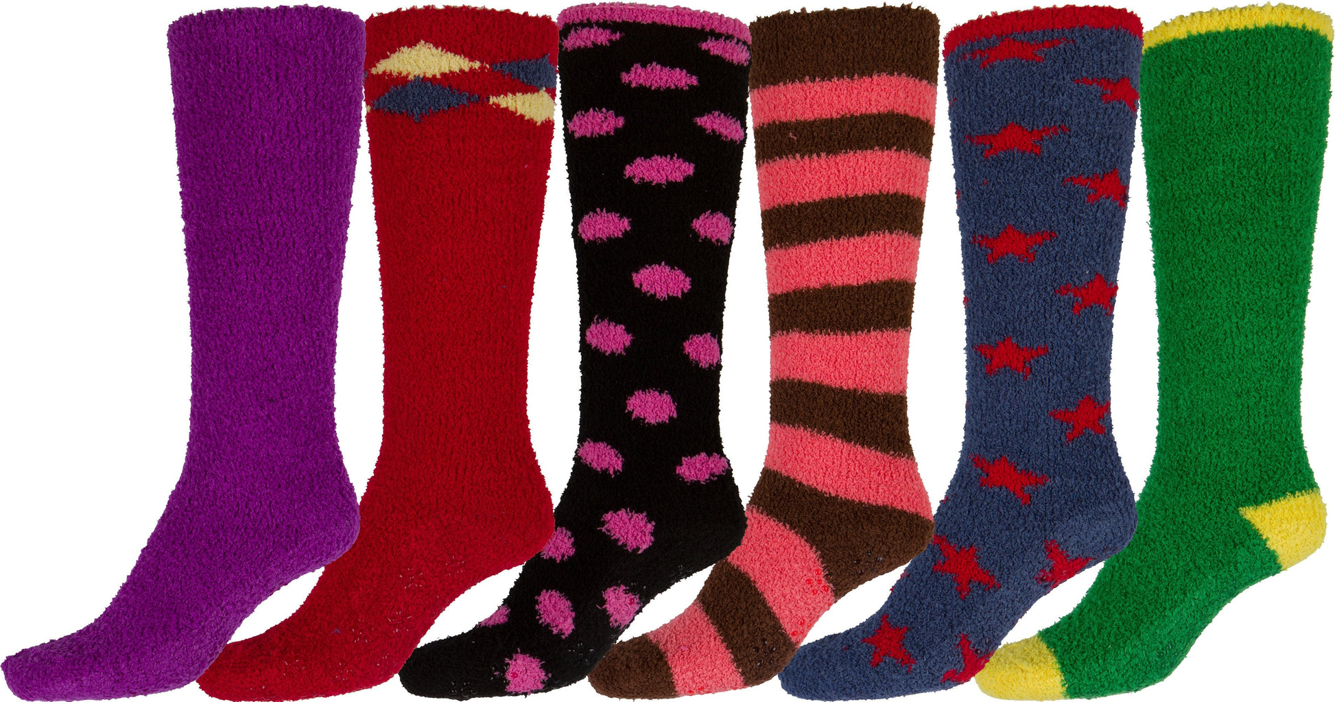 Sakkas Womens Super Soft Anti-Slip Fuzzy Knee High Socks Value Assorted 6-Pack - Concordia Style Boutique