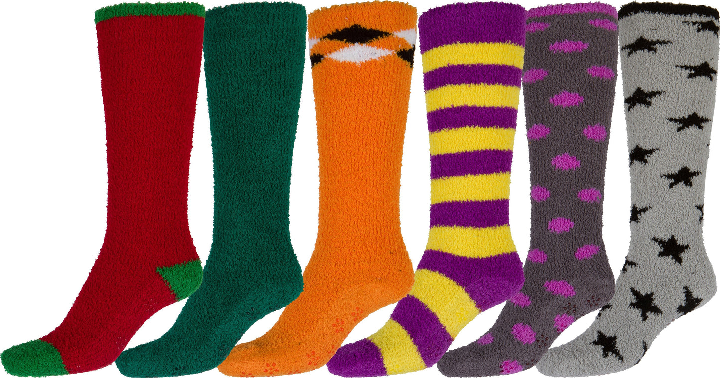 Sakkas Womens Super Soft Anti-Slip Fuzzy Knee High Socks Value Assorted 6-Pack - Concordia Style Boutique