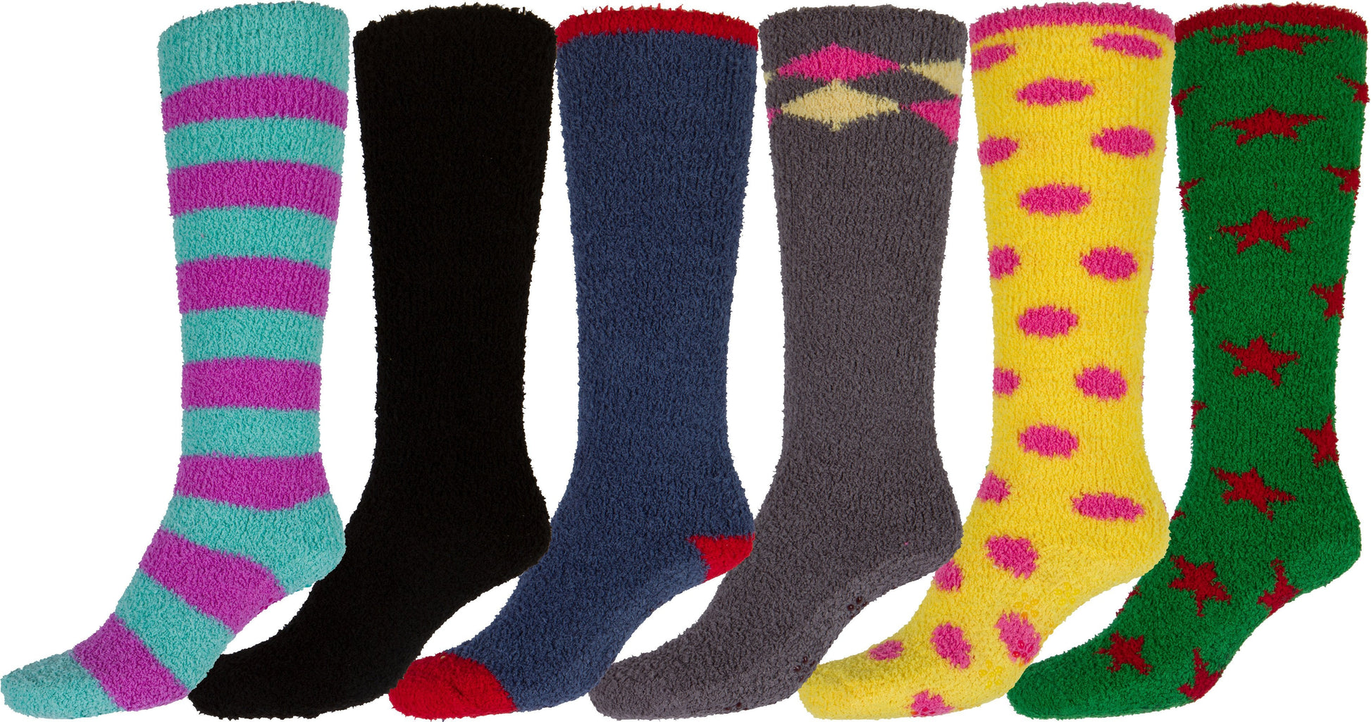 Sakkas Womens Super Soft Anti-Slip Fuzzy Knee High Socks Value Assorted 6-Pack - Concordia Style Boutique
