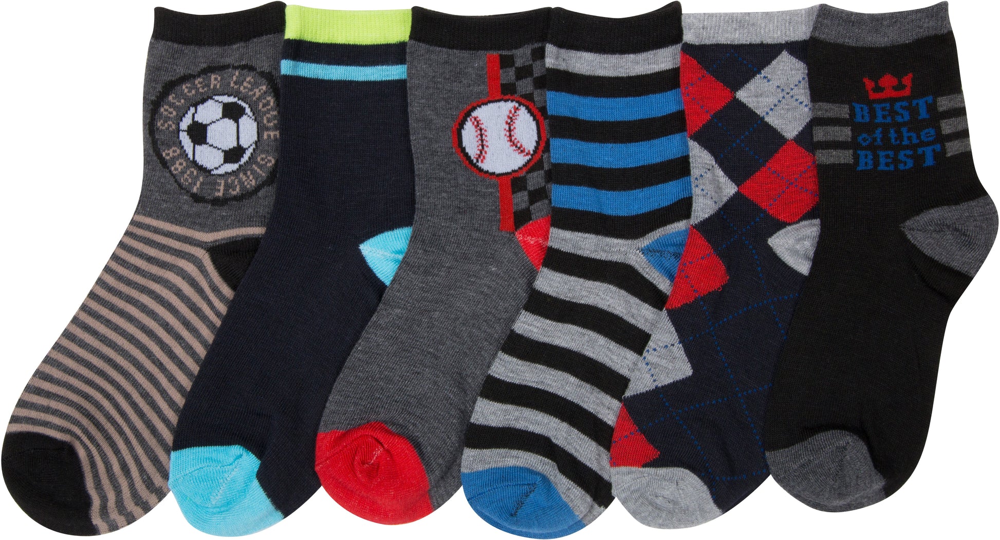 Sakkas Boy's Playful Pattern Assorted Crew Socks 6-Pack - Concordia Style Boutique