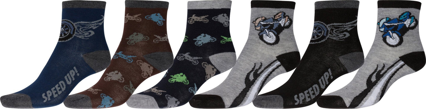 Sakkas Boy's Playful Pattern Assorted Crew Socks 6-Pack - Concordia Style Boutique