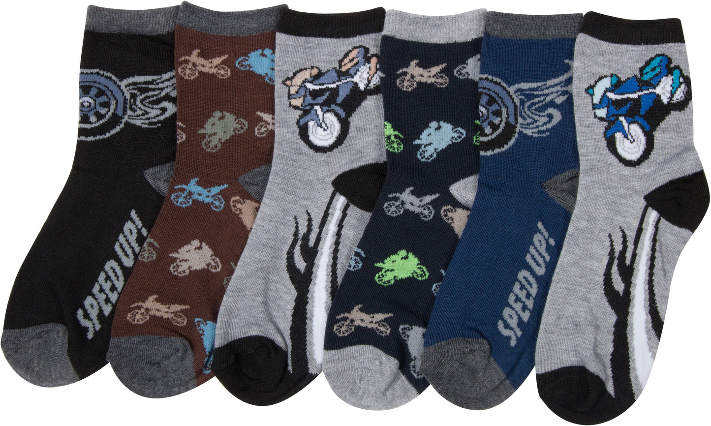 Sakkas Boy's Playful Pattern Assorted Crew Socks 6-Pack - Concordia Style Boutique