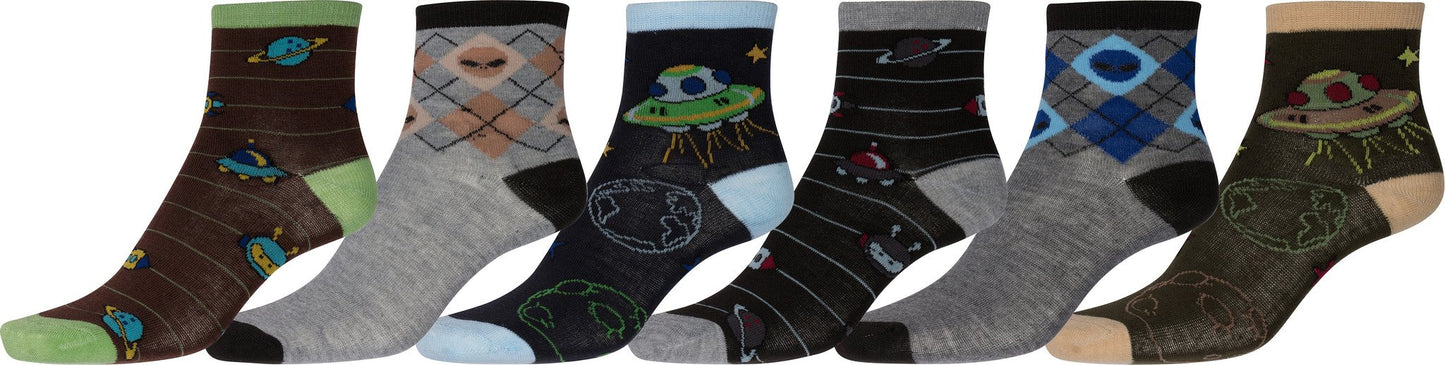 Sakkas Boy's Playful Pattern Assorted Crew Socks 6-Pack - Concordia Style Boutique