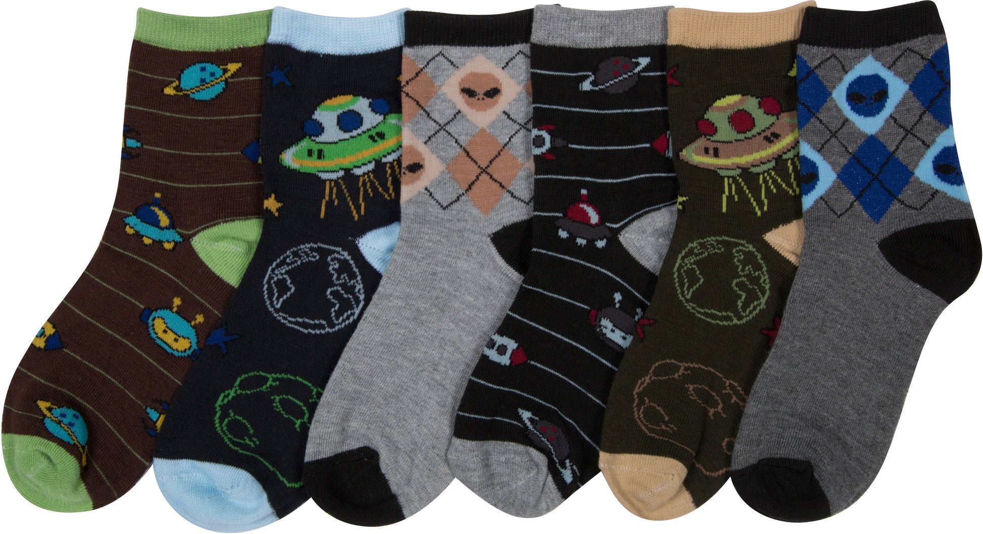 Sakkas Boy's Playful Pattern Assorted Crew Socks 6-Pack - Concordia Style Boutique