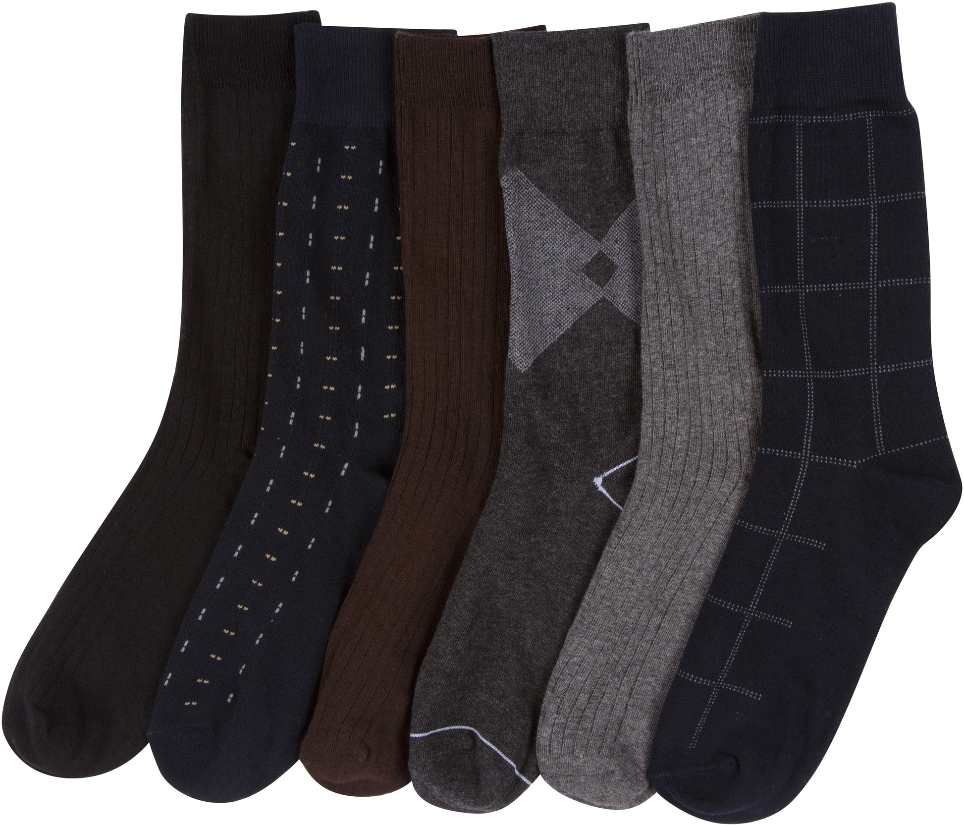 Sakkas Mens Cotton Blend Pattern And Ribbed Dress Socks Value 6-Pack - Concordia Style Boutique