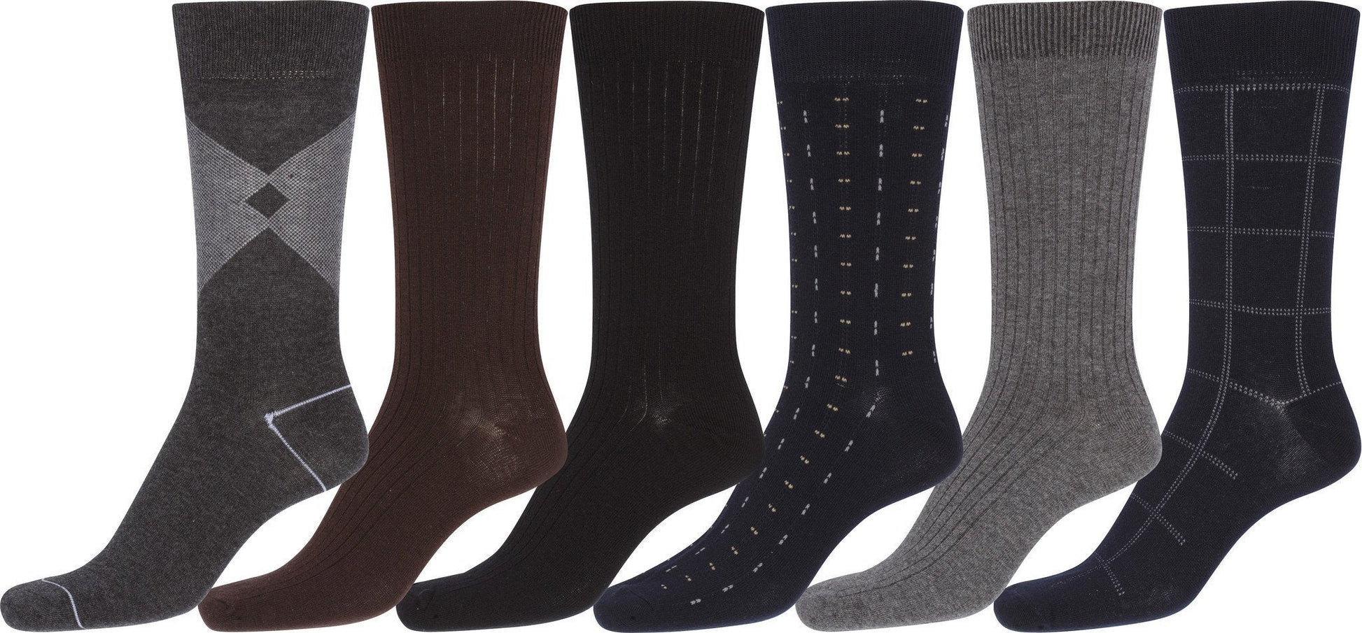 Sakkas Mens Cotton Blend Pattern And Ribbed Dress Socks Value 6-Pack - Concordia Style Boutique