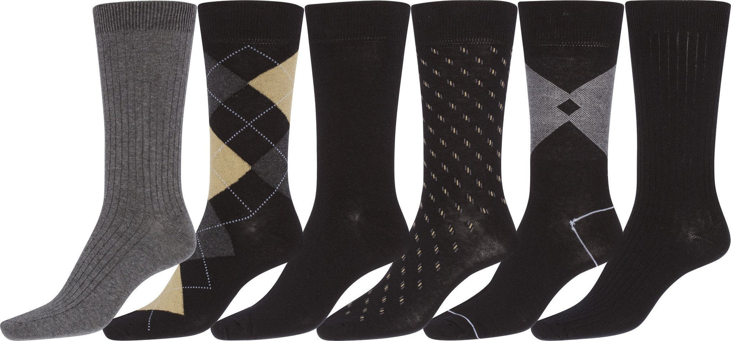 Sakkas Mens Cotton Blend Pattern And Ribbed Dress Socks Value 6-Pack - Concordia Style Boutique