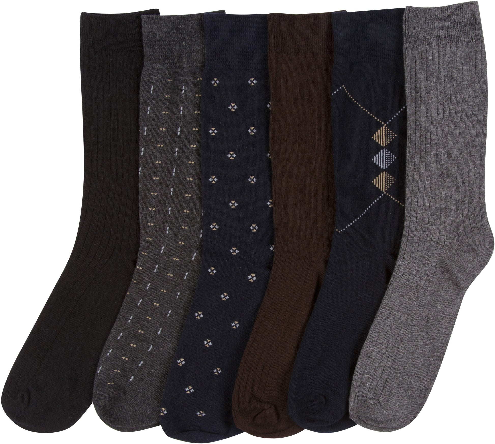 Sakkas Mens Cotton Blend Pattern And Ribbed Dress Socks Value 6-Pack - Concordia Style Boutique