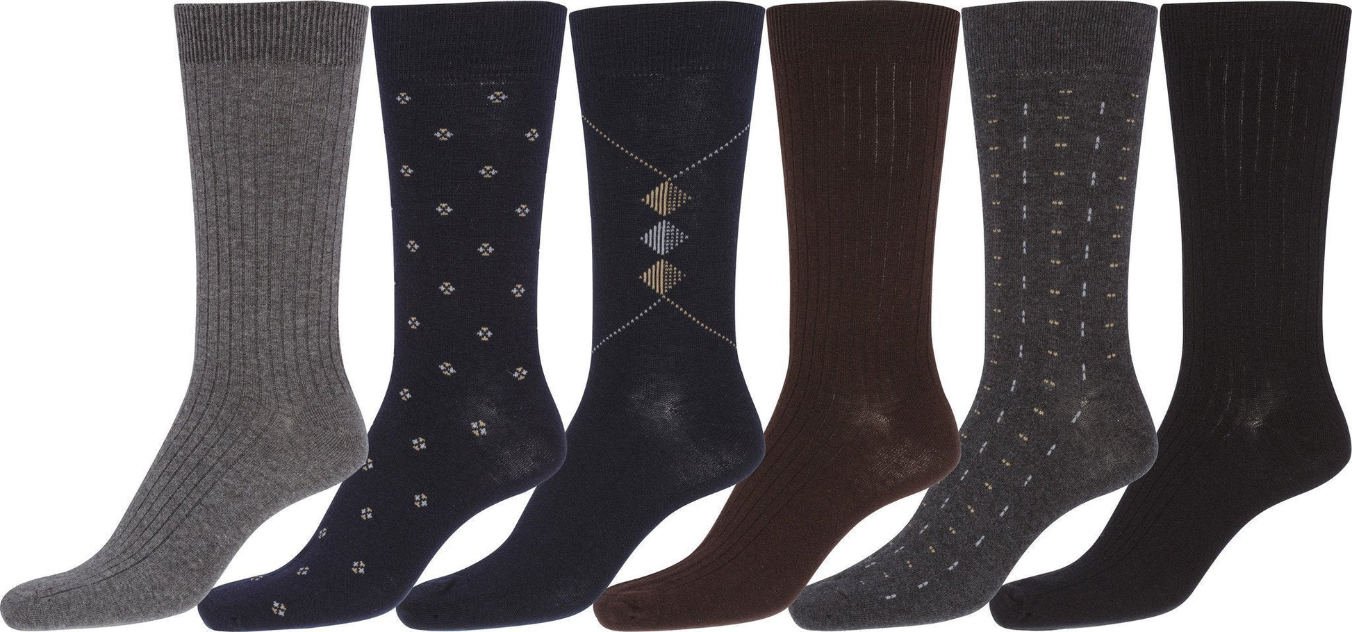 Sakkas Mens Cotton Blend Pattern And Ribbed Dress Socks Value 6-Pack - Concordia Style Boutique