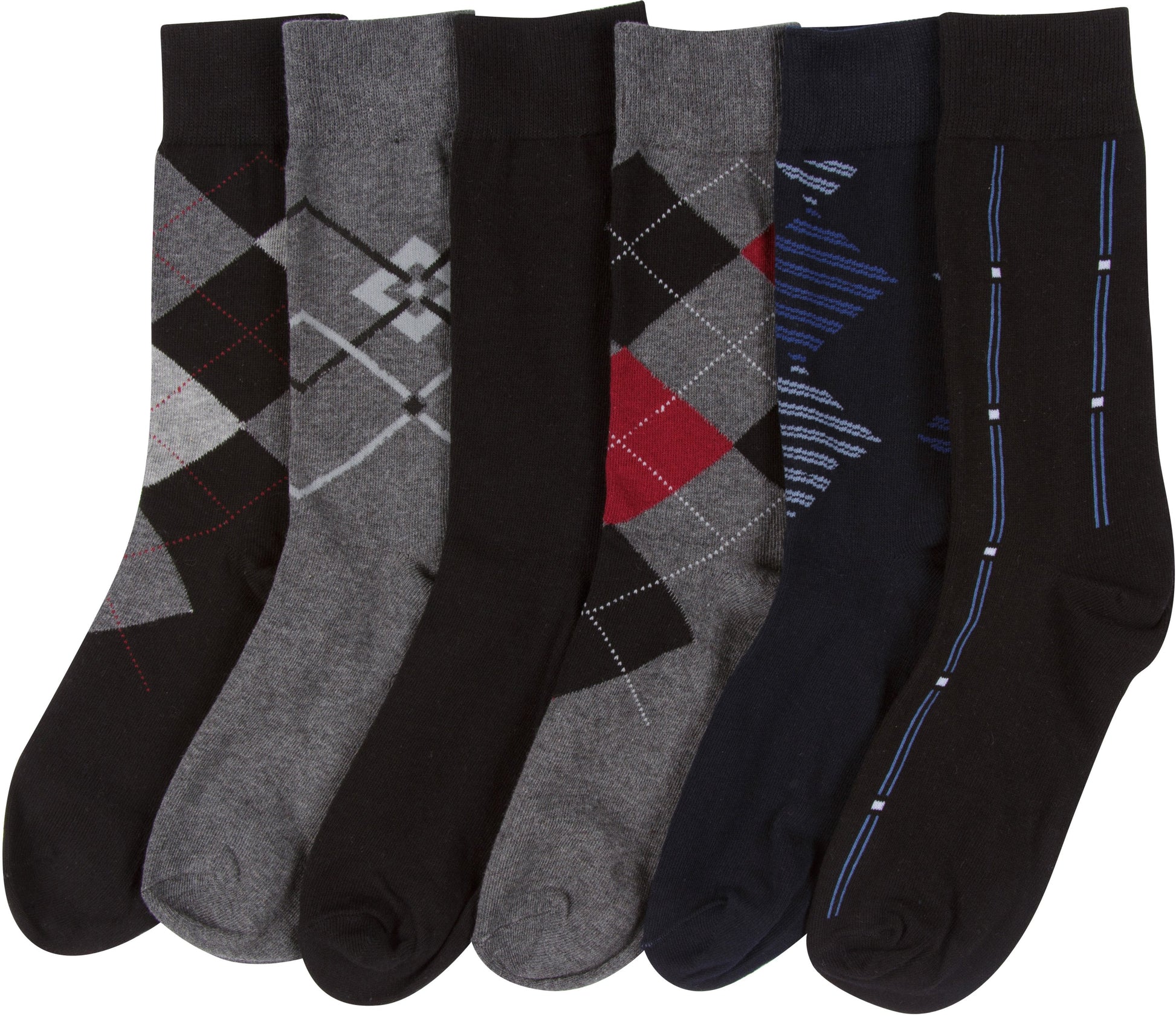 Sakkas Mens Cotton Blend Pattern And Ribbed Dress Socks Value 6-Pack - Concordia Style Boutique