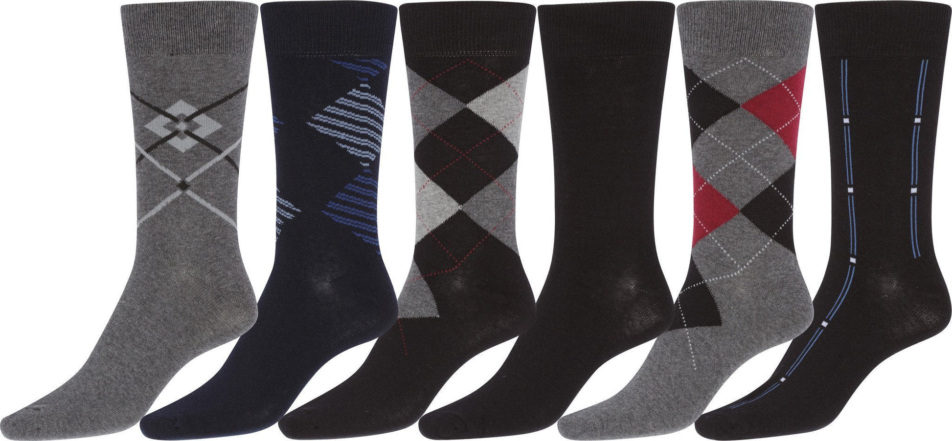 Sakkas Mens Cotton Blend Pattern And Ribbed Dress Socks Value 6-Pack - Concordia Style Boutique