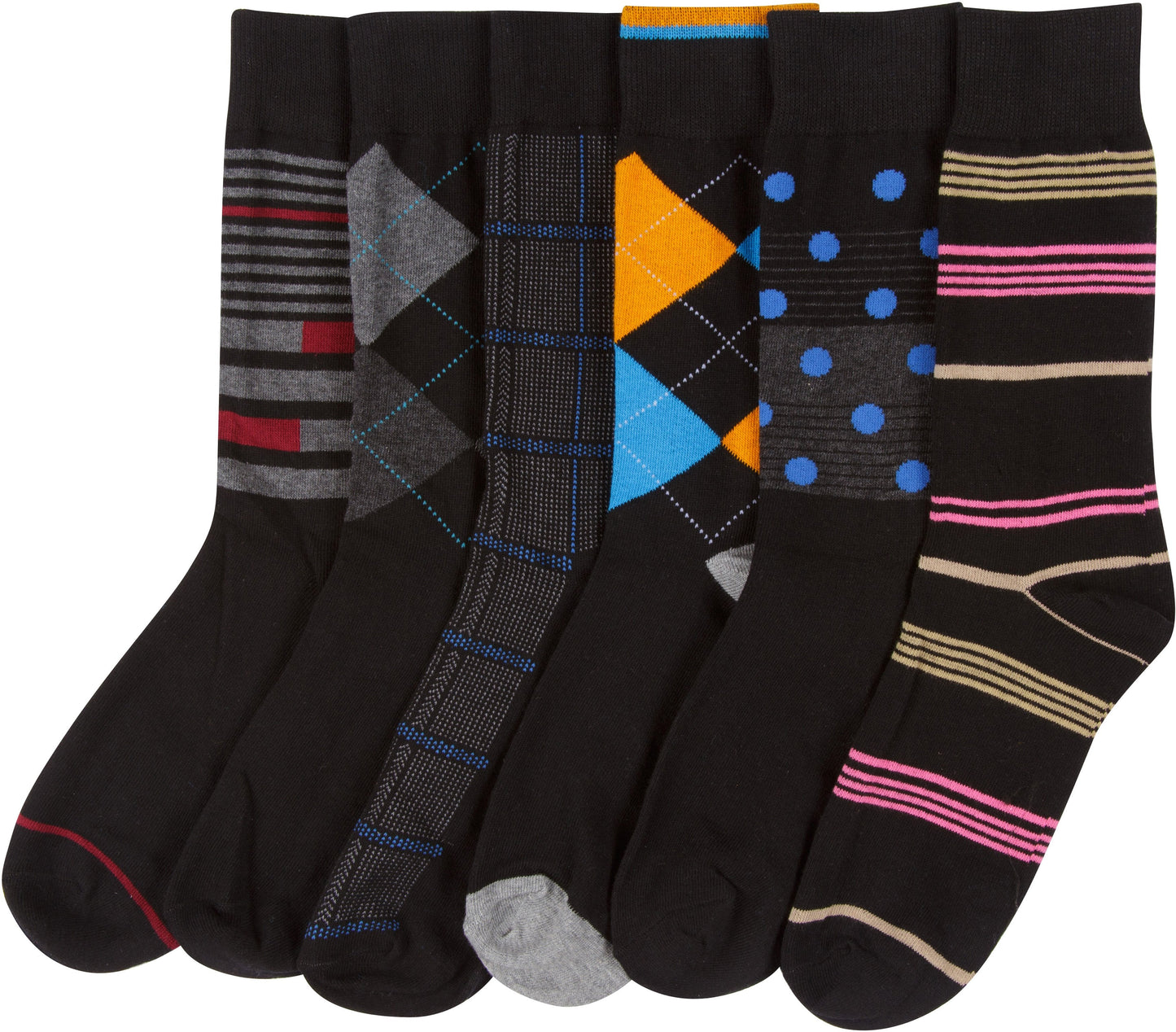 Sakkas Mens Cotton Blend Pattern And Ribbed Dress Socks Value 6-Pack - Concordia Style Boutique