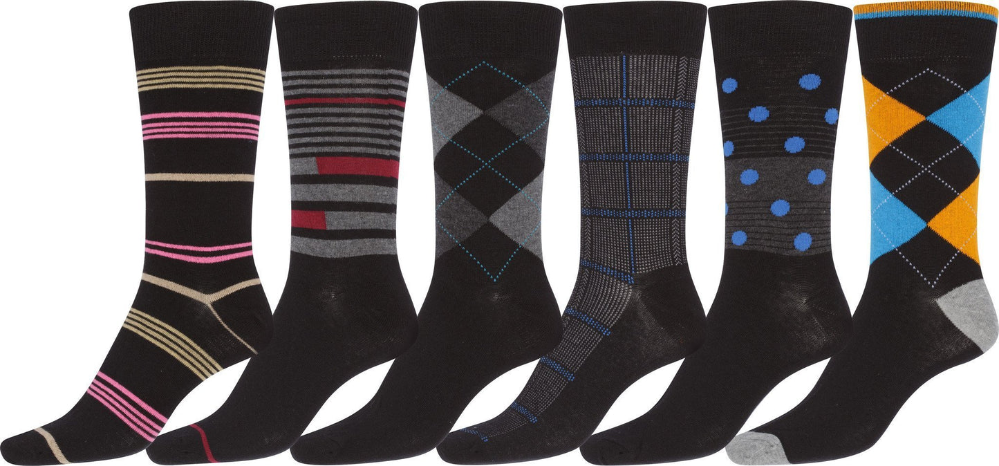 Sakkas Mens Cotton Blend Pattern And Ribbed Dress Socks Value 6-Pack - Concordia Style Boutique