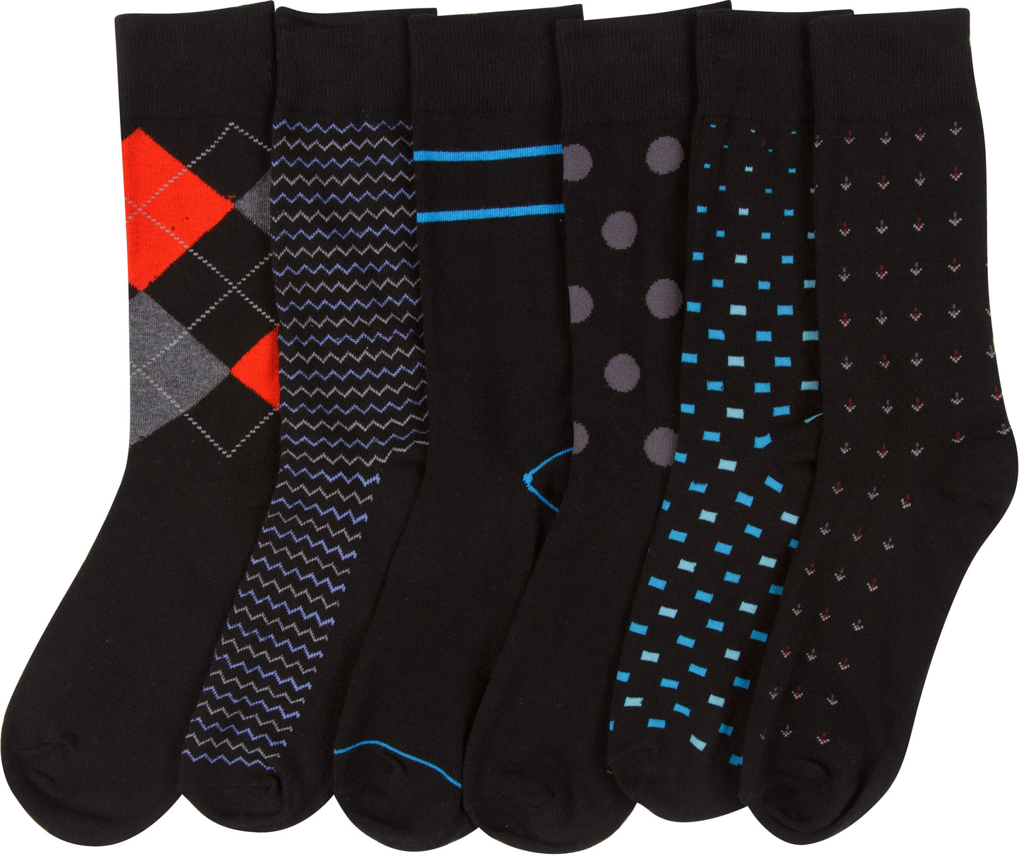 Sakkas Mens Cotton Blend Pattern And Ribbed Dress Socks Value 6-Pack - Concordia Style Boutique