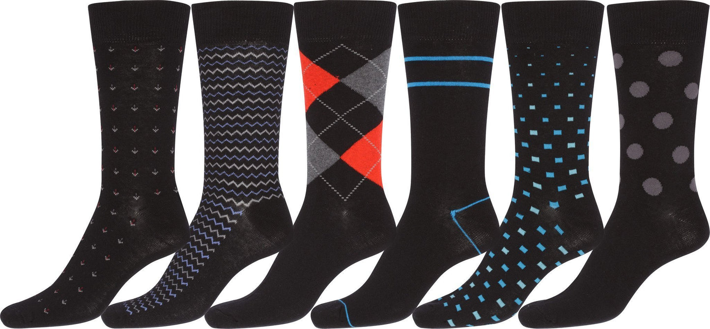 Sakkas Mens Cotton Blend Pattern And Ribbed Dress Socks Value 6-Pack - Concordia Style Boutique
