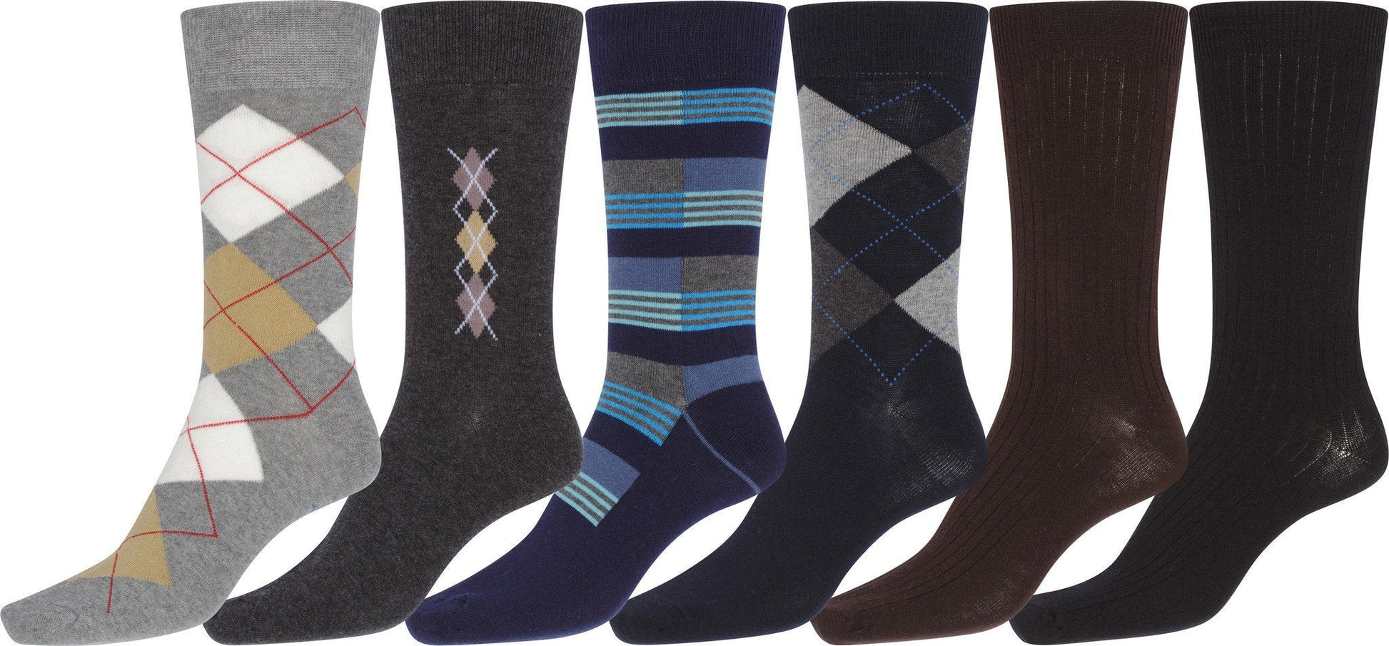 Sakkas Mens Cotton Blend Pattern And Ribbed Dress Socks Value 6-Pack - Concordia Style Boutique