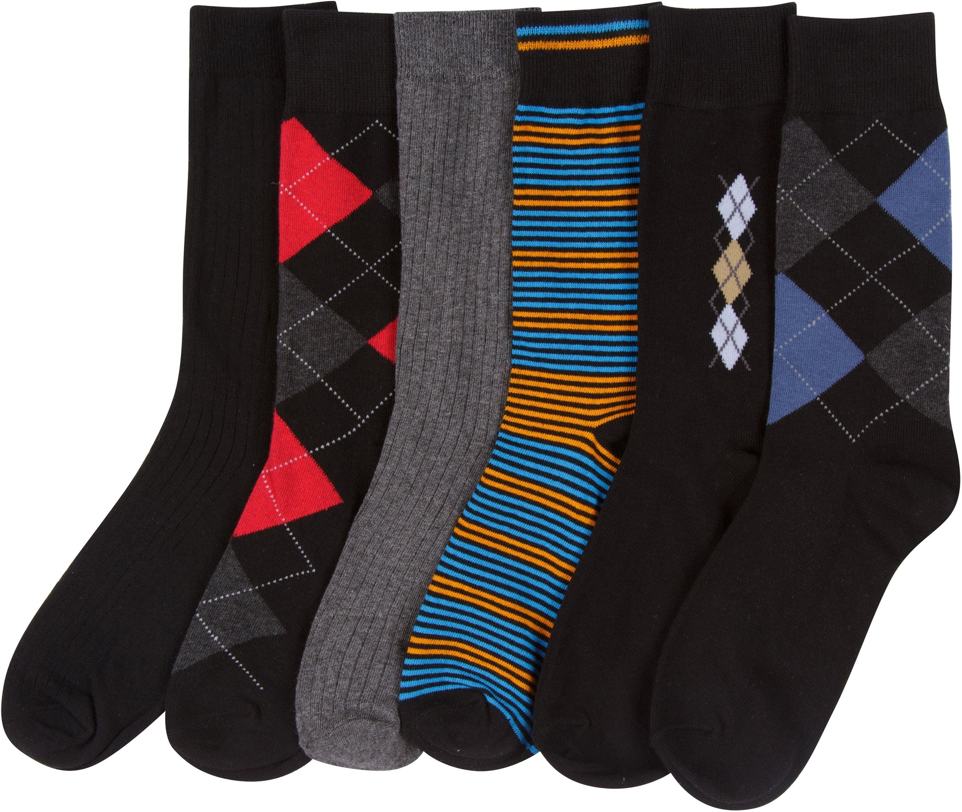 Sakkas Mens Cotton Blend Pattern And Ribbed Dress Socks Value 6-Pack - Concordia Style Boutique