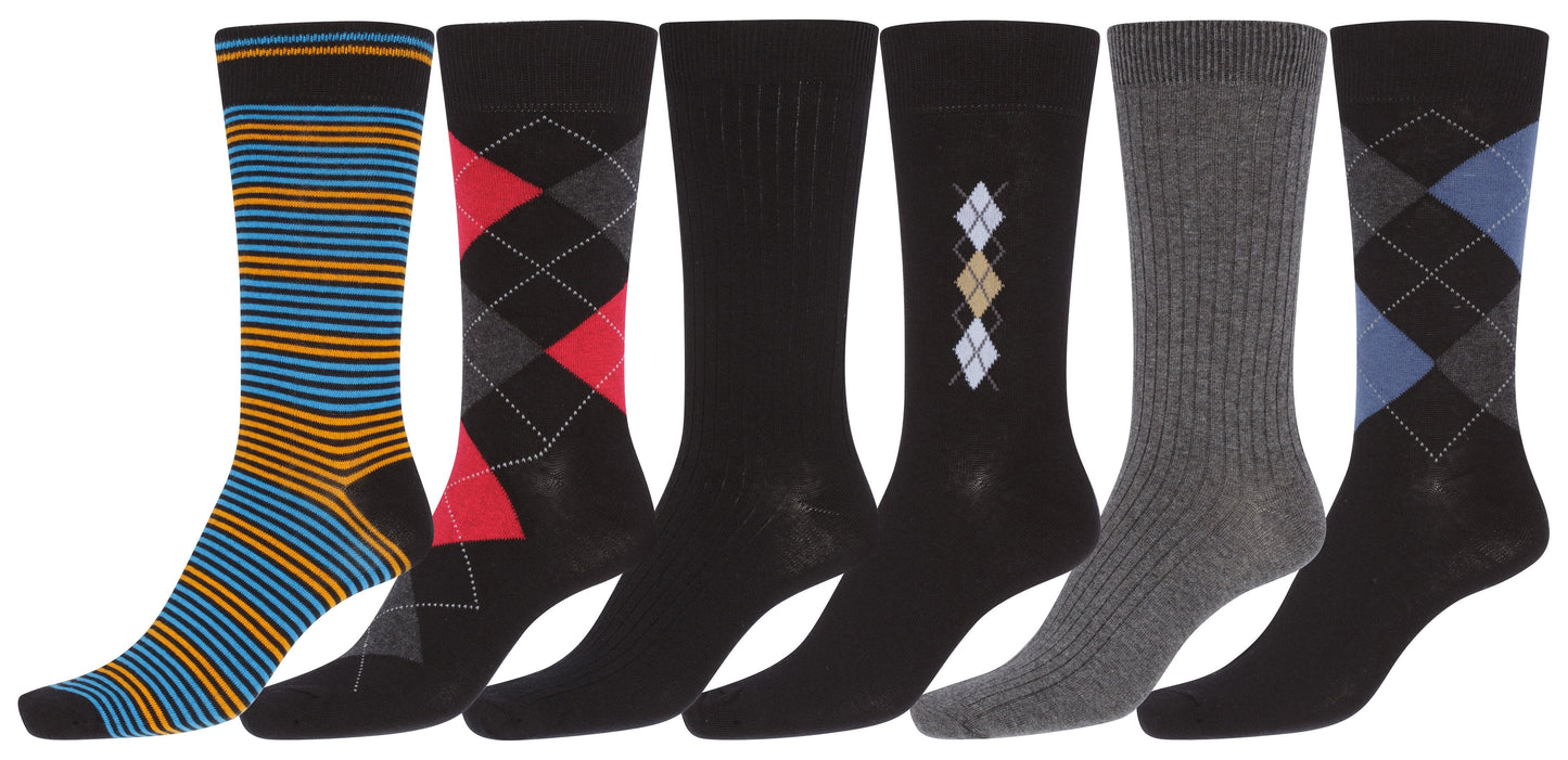 Sakkas Mens Cotton Blend Pattern And Ribbed Dress Socks Value 6-Pack - Concordia Style Boutique