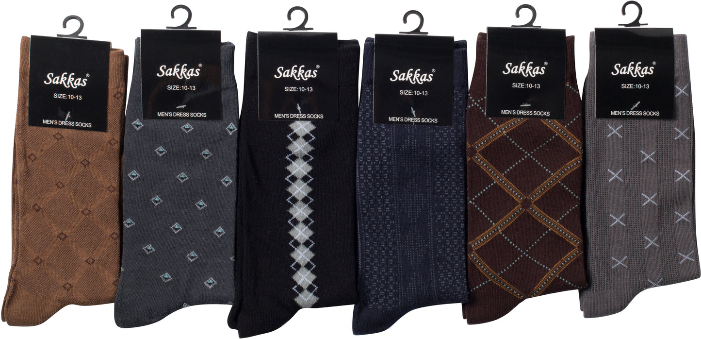 Sakkas Mens Cotton Blend Pattern And Ribbed Dress Socks Value 6-Pack - Concordia Style Boutique