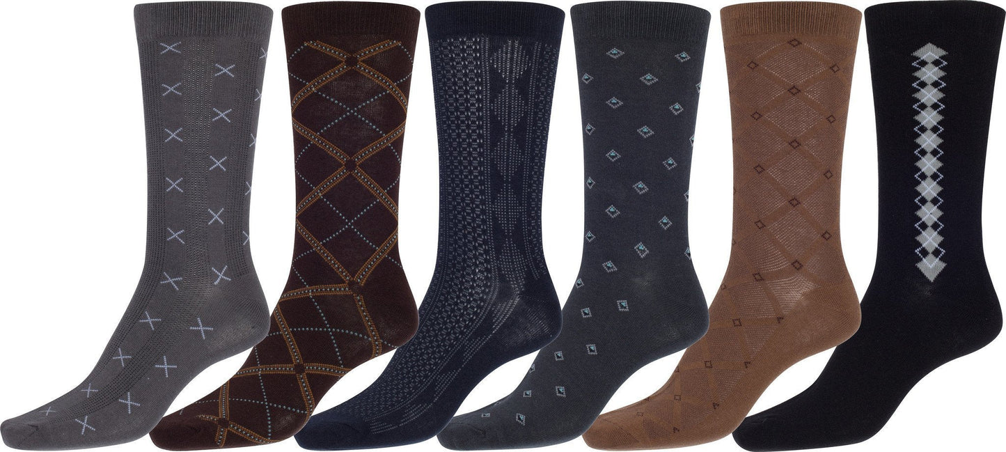 Sakkas Mens Cotton Blend Pattern And Ribbed Dress Socks Value 6-Pack - Concordia Style Boutique