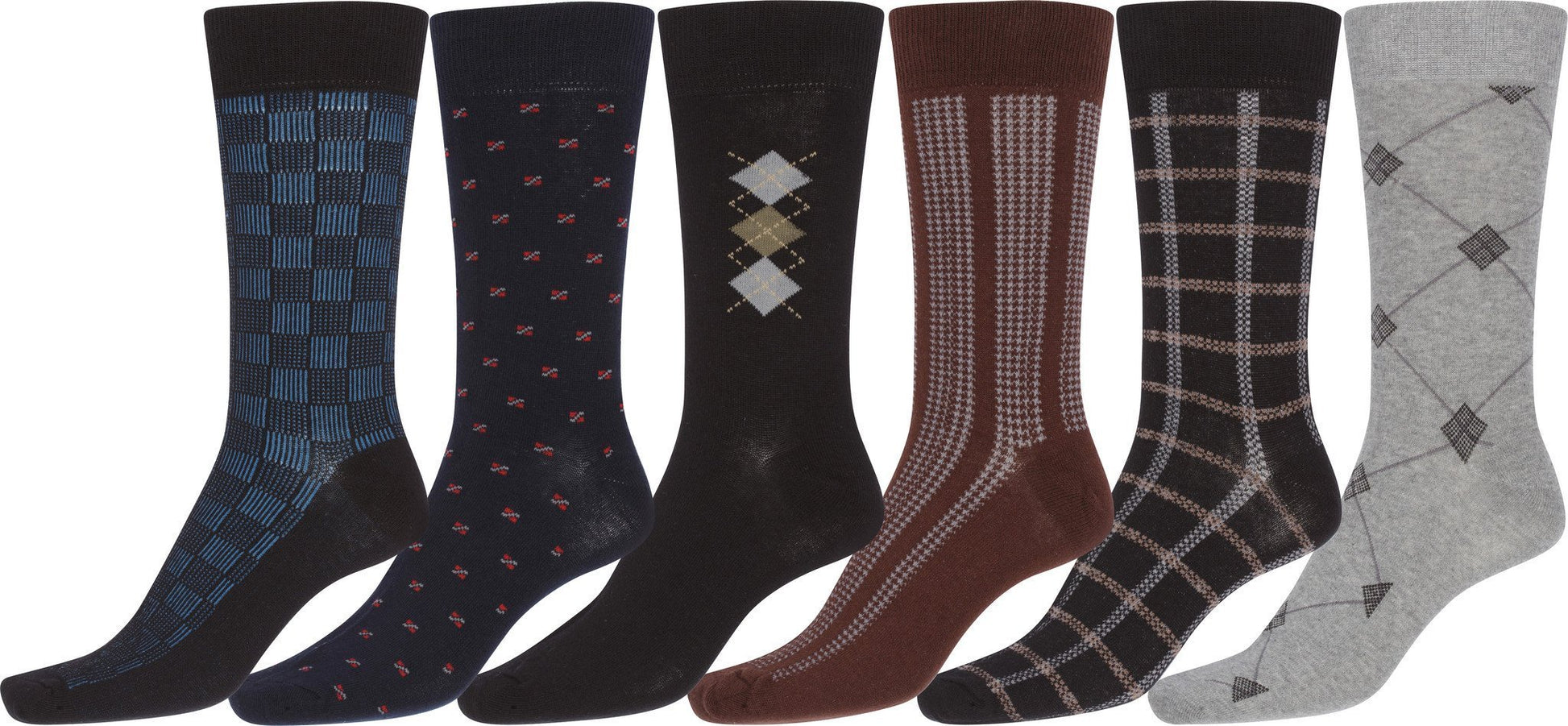 Sakkas Mens Cotton Blend Pattern And Ribbed Dress Socks Value 6-Pack - Concordia Style Boutique