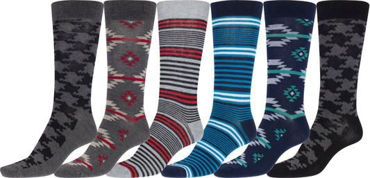 Sakkas Men's Crew High Patterned Colorful Design Dress Socks Asst Value 6-Pack - Concordia Style Boutique