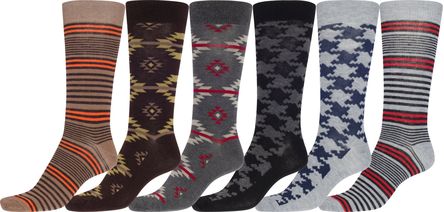 Sakkas Men's Crew High Patterned Colorful Design Dress Socks Asst Value 6-Pack - Concordia Style Boutique
