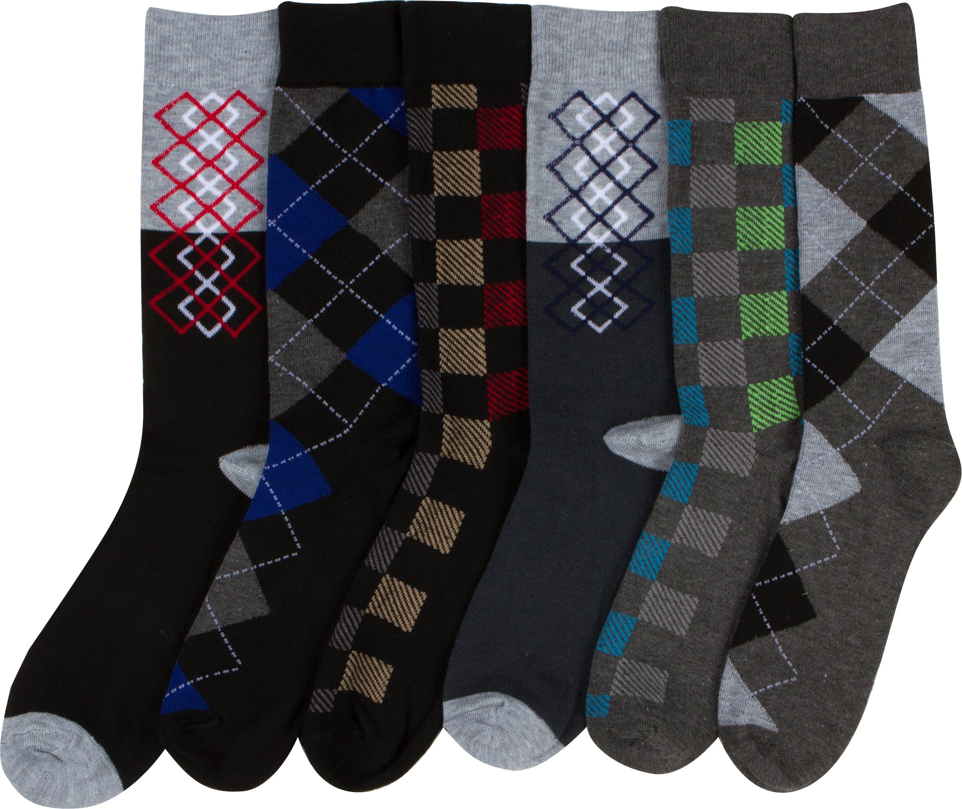 Sakkas Men's Crew High Patterned Colorful Design Dress Socks Asst Value 6-Pack - Concordia Style Boutique