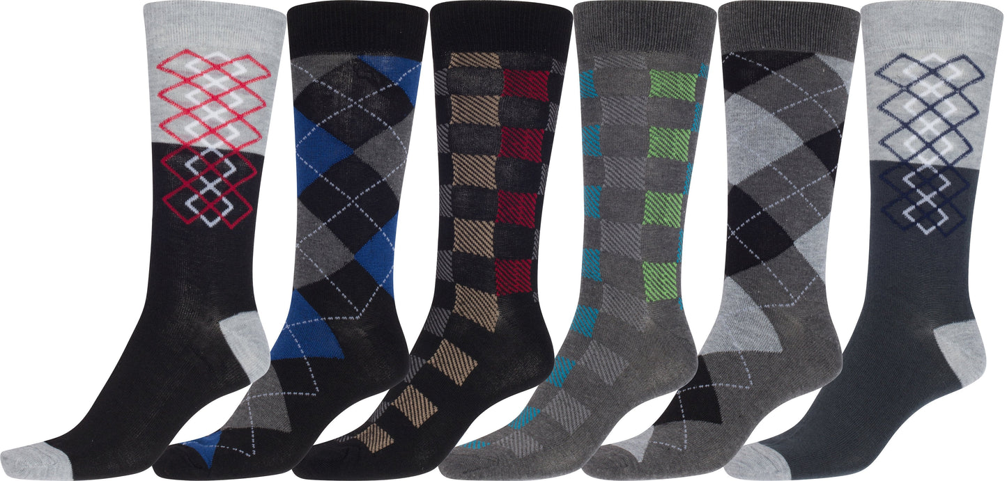 Sakkas Men's Crew High Patterned Colorful Design Dress Socks Asst Value 6-Pack - Concordia Style Boutique