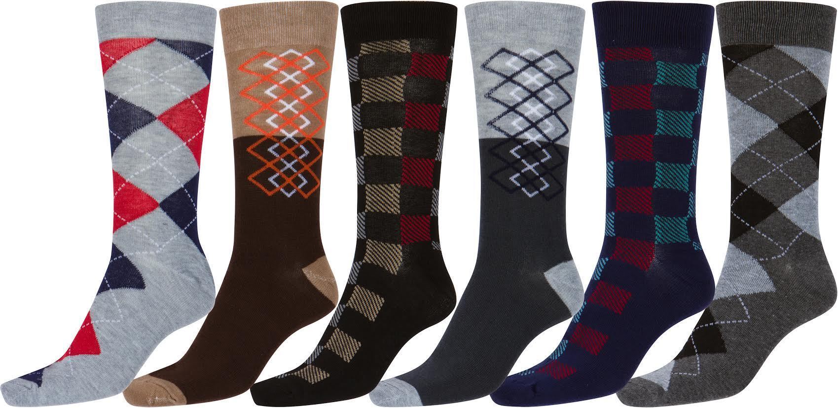Sakkas Men's Crew High Patterned Colorful Design Dress Socks Asst Value 6-Pack - Concordia Style Boutique