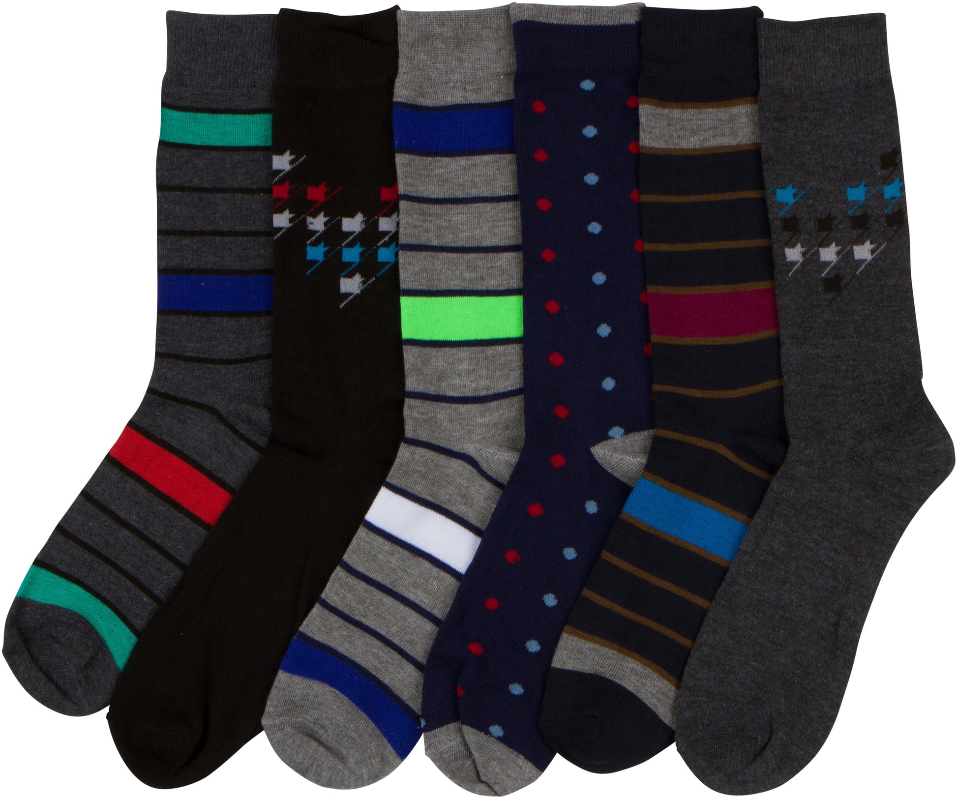 Sakkas Men's Crew High Patterned Colorful Design Dress Socks Asst Value 6-Pack - Concordia Style Boutique