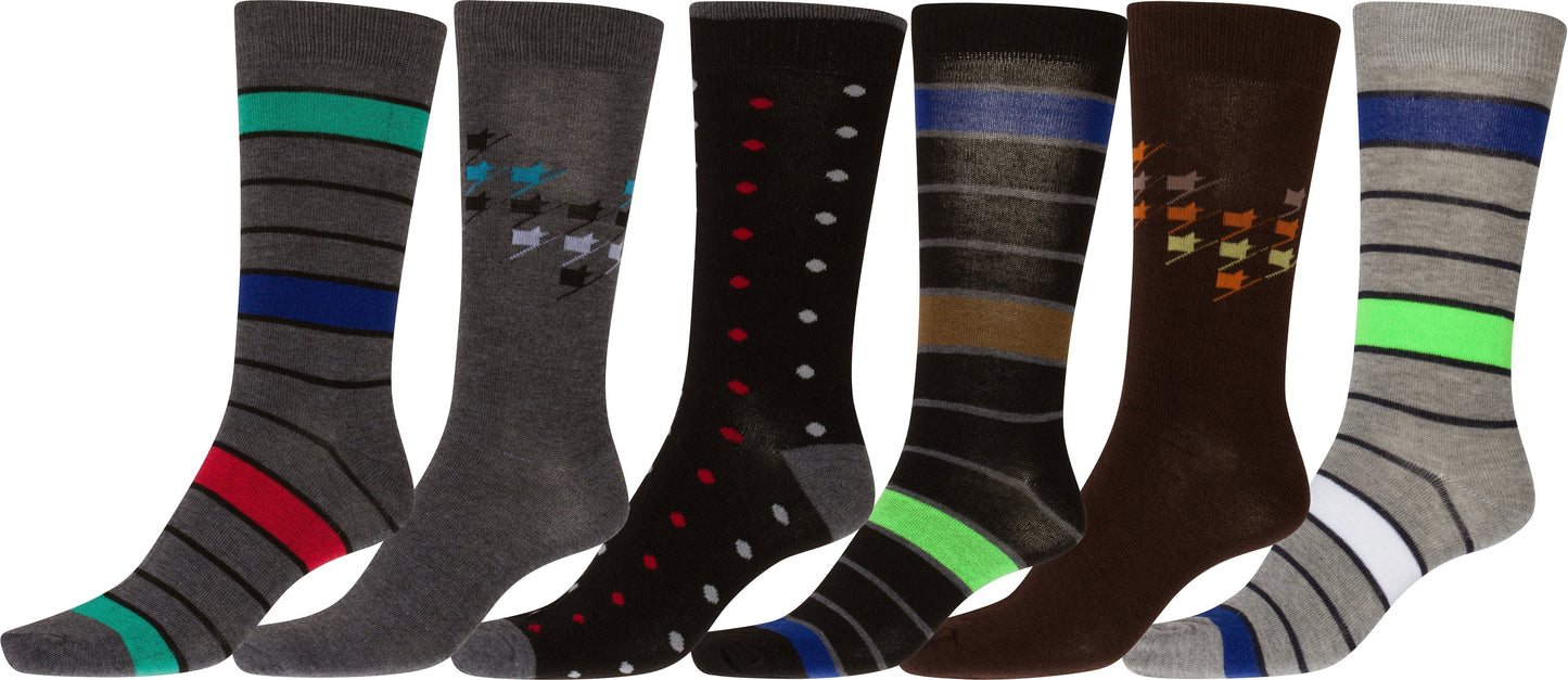 Sakkas Men's Crew High Patterned Colorful Design Dress Socks Asst Value 6-Pack - Concordia Style Boutique