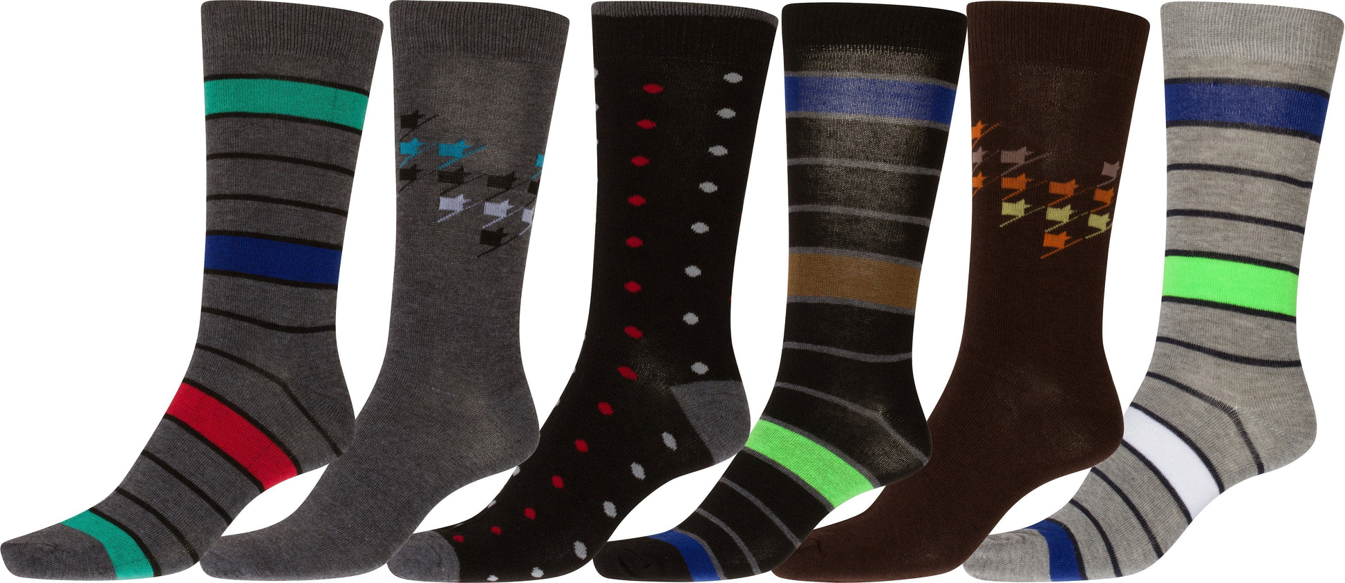 Sakkas Men's Crew High Patterned Colorful Design Dress Socks Asst Value 6-Pack - Concordia Style Boutique