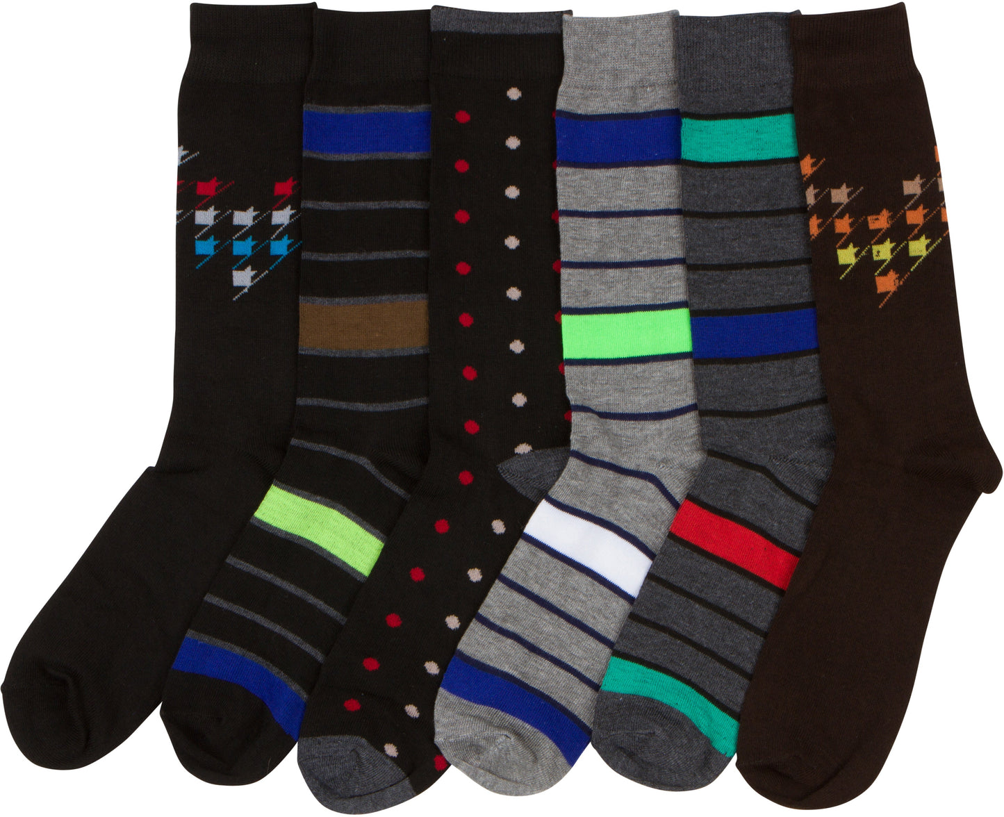 Sakkas Men's Crew High Patterned Colorful Design Dress Socks Asst Value 6-Pack - Concordia Style Boutique