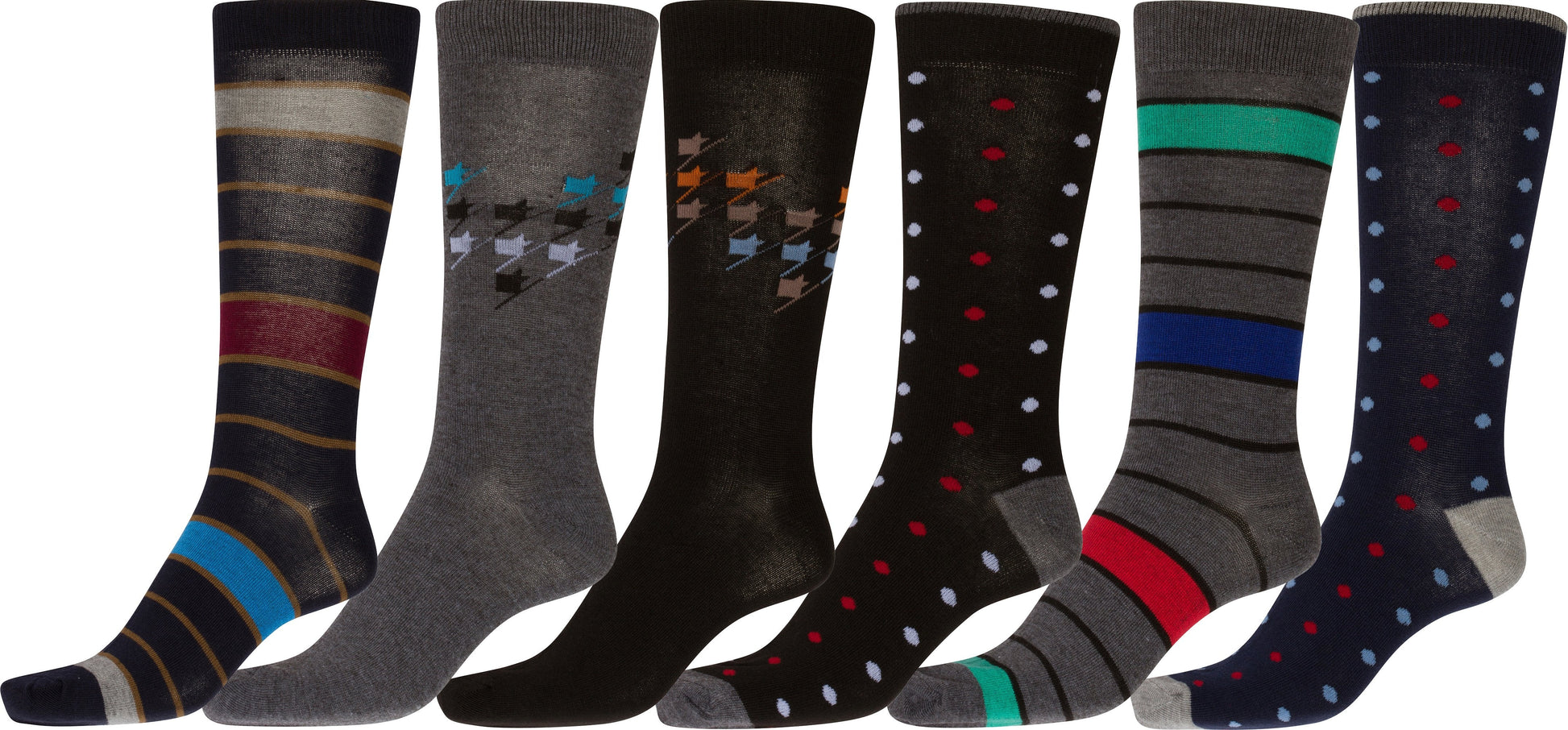 Sakkas Men's Crew High Patterned Colorful Design Dress Socks Asst Value 6-Pack - Concordia Style Boutique