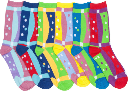 Sakkas Women's Fun Colorful Design Poly Blend Crew Socks Assorted 6-Pack - Concordia Style Boutique