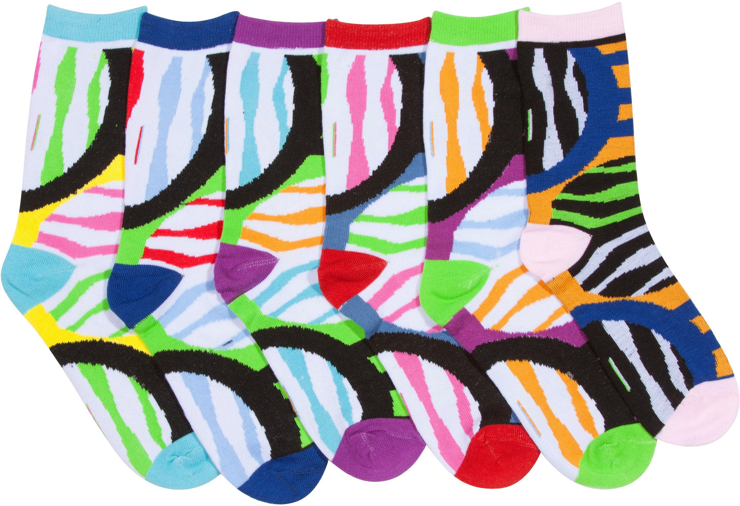 Sakkas Women's Fun Colorful Design Poly Blend Crew Socks Assorted 6-Pack - Concordia Style Boutique