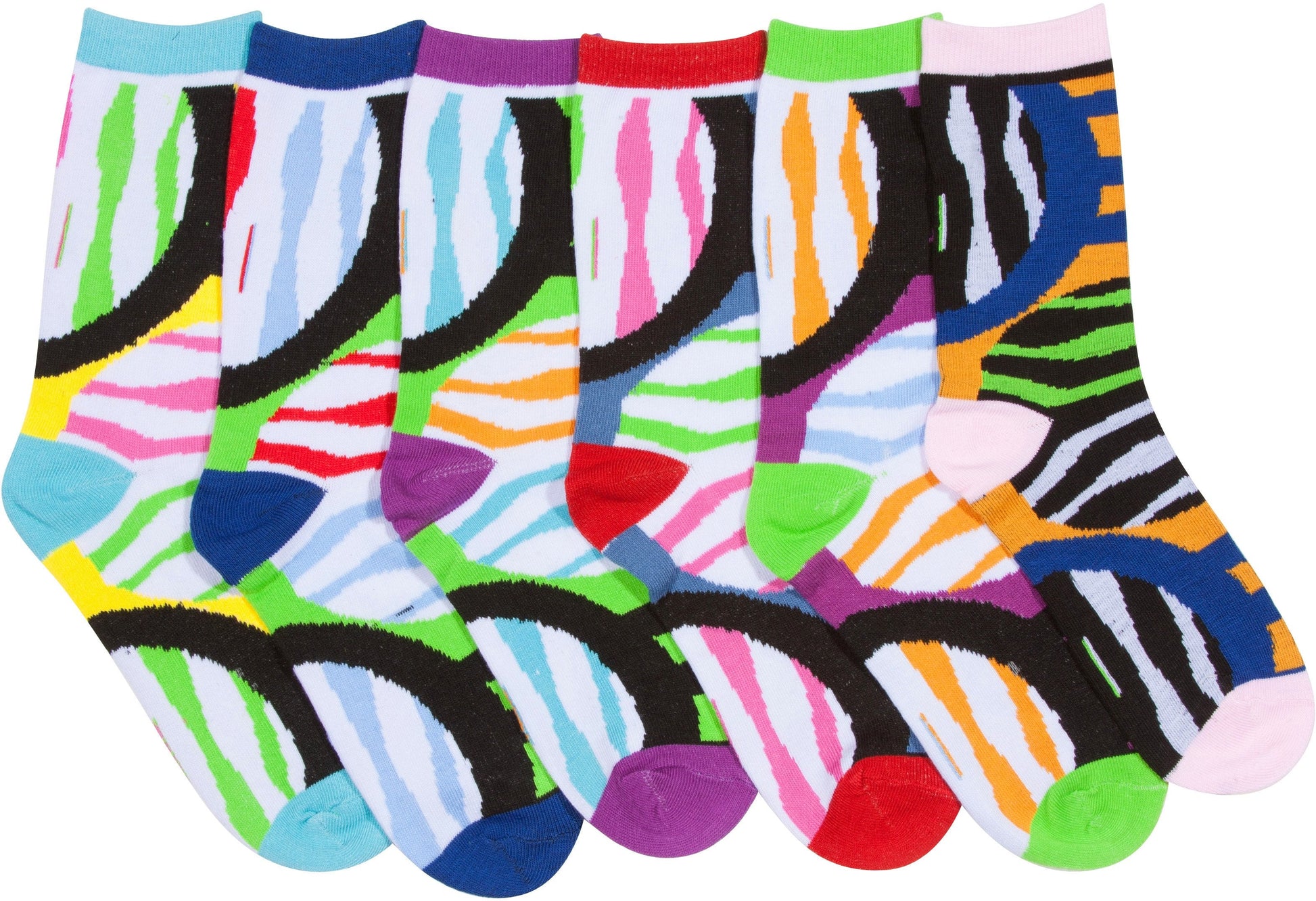 Sakkas Women's Fun Colorful Design Poly Blend Crew Socks Assorted 6-Pack - Concordia Style Boutique
