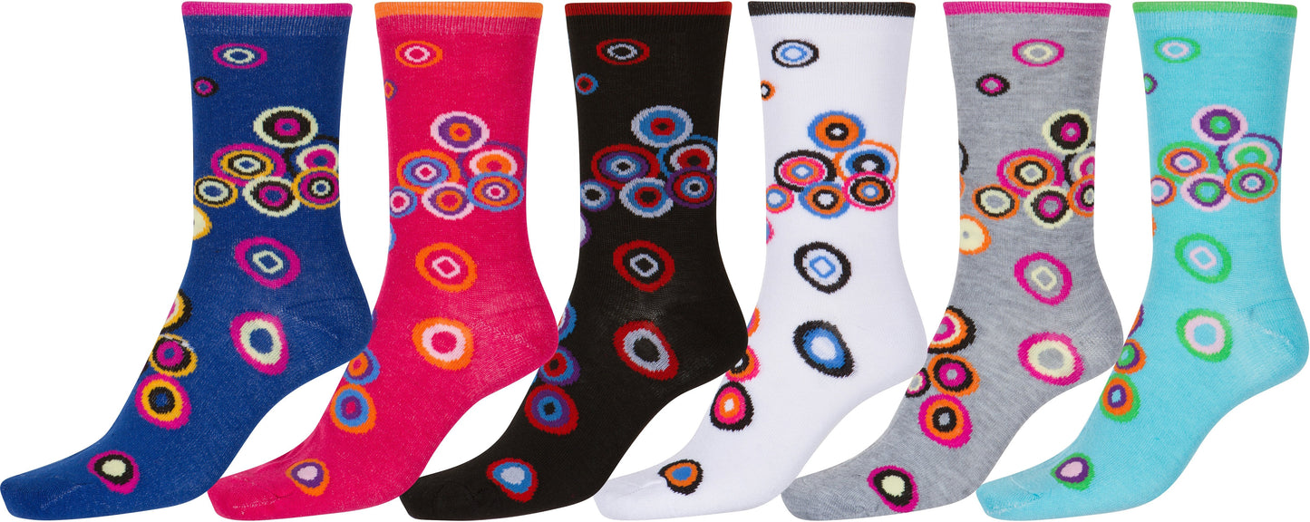 Sakkas Women's Fun Colorful Design Poly Blend Crew Socks Assorted 6-Pack - Concordia Style Boutique