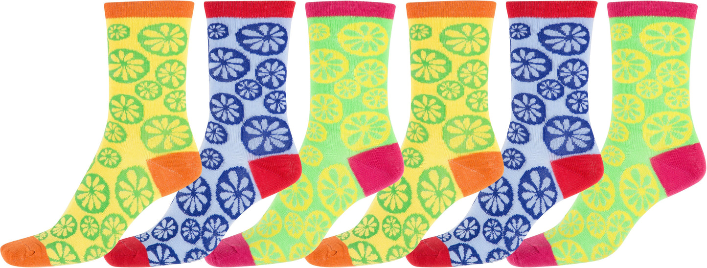 Sakkas Women's Fun Colorful Design Poly Blend Crew Socks Assorted 6-Pack - Concordia Style Boutique