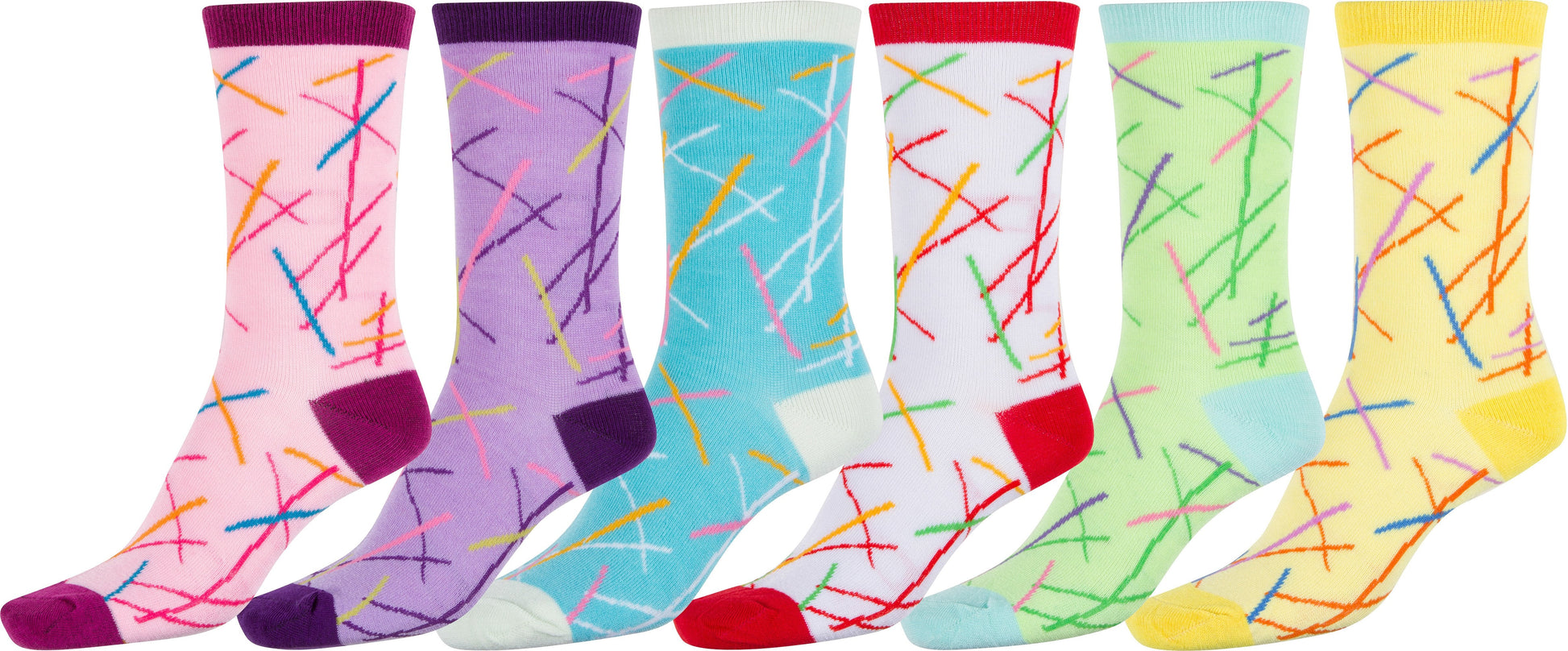 Sakkas Women's Fun Colorful Design Poly Blend Crew Socks Assorted 6-Pack - Concordia Style Boutique