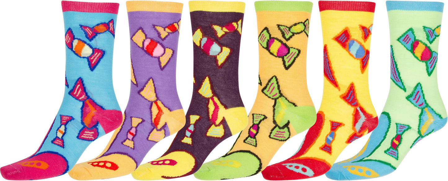 Sakkas Women's Fun Colorful Design Poly Blend Crew Socks Assorted 6-Pack - Concordia Style Boutique