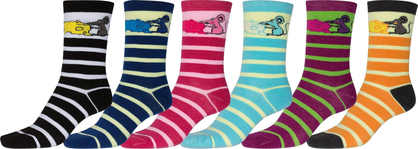 Sakkas Women's Fun Colorful Design Poly Blend Crew Socks Assorted 6-Pack - Concordia Style Boutique