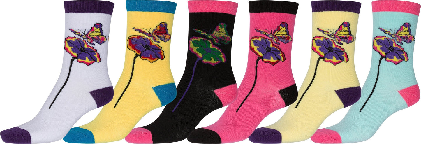 Sakkas Women's Fun Colorful Design Poly Blend Crew Socks Assorted 6-Pack - Concordia Style Boutique