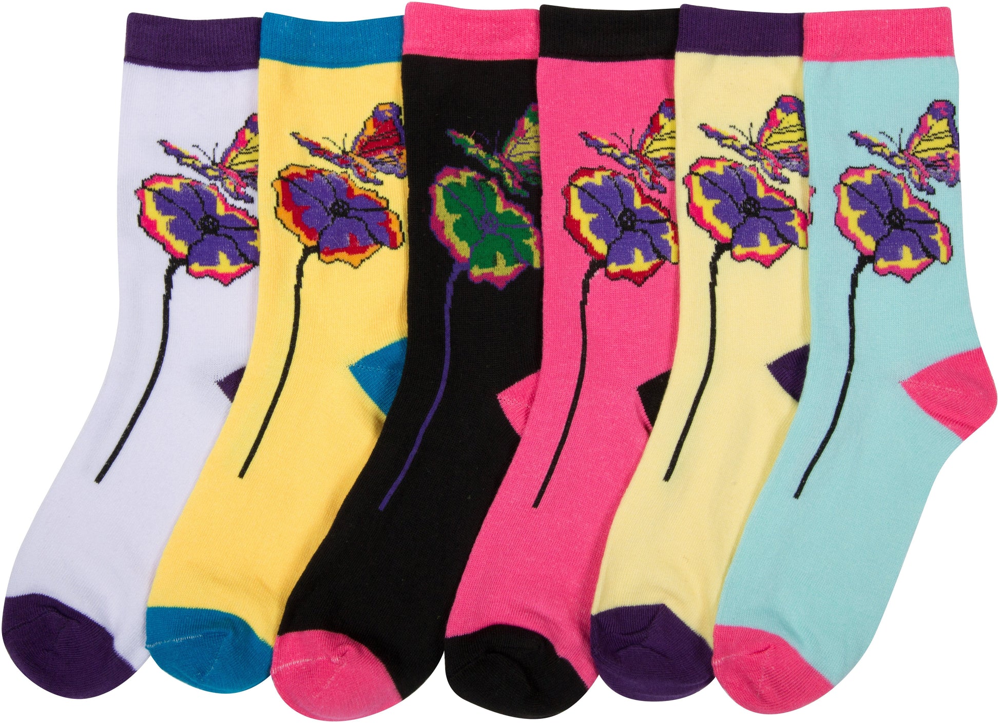 Sakkas Women's Fun Colorful Design Poly Blend Crew Socks Assorted 6-Pack - Concordia Style Boutique