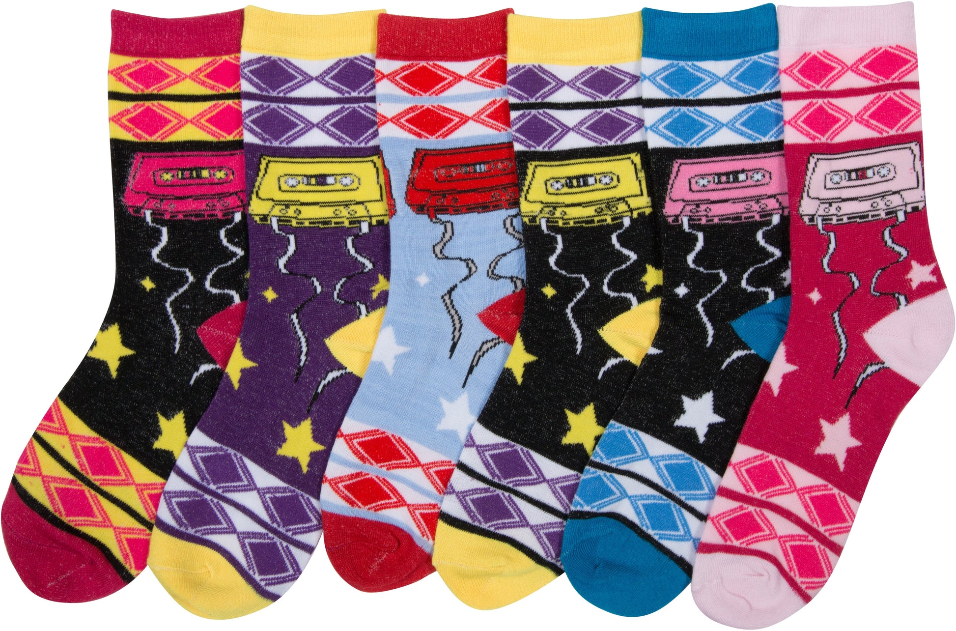 Sakkas Women's Fun Colorful Design Poly Blend Crew Socks Assorted 6-Pack - Concordia Style Boutique