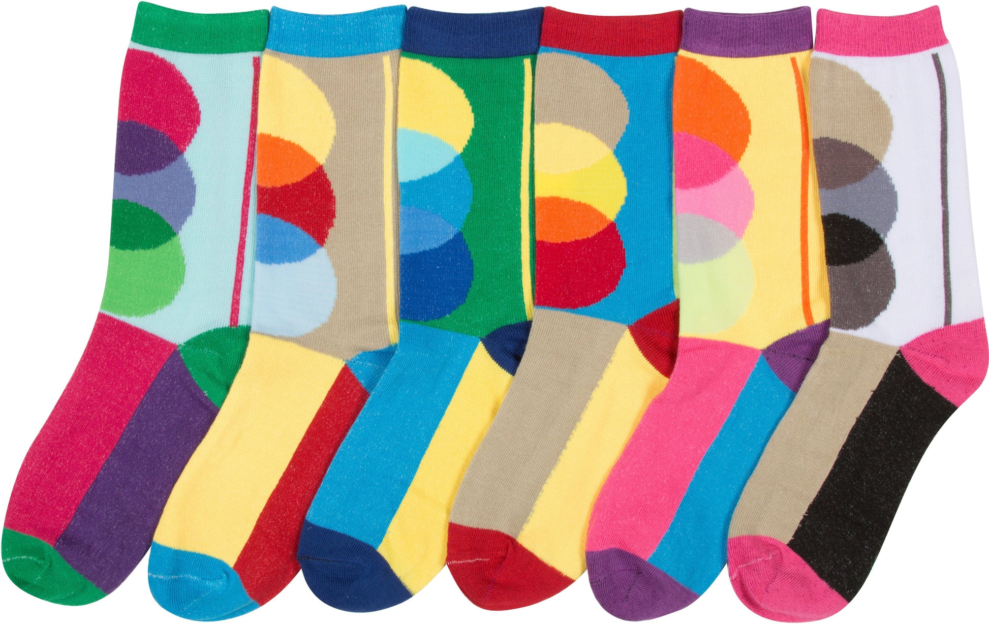 Sakkas Women's Fun Colorful Design Poly Blend Crew Socks Assorted 6-Pack - Concordia Style Boutique